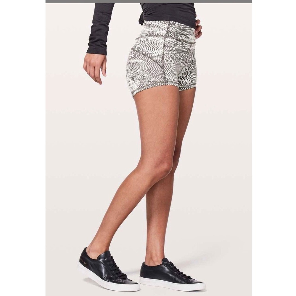 Lululemon Speed Up Short Women 8 Black White Snakeskin High Rise Athletic